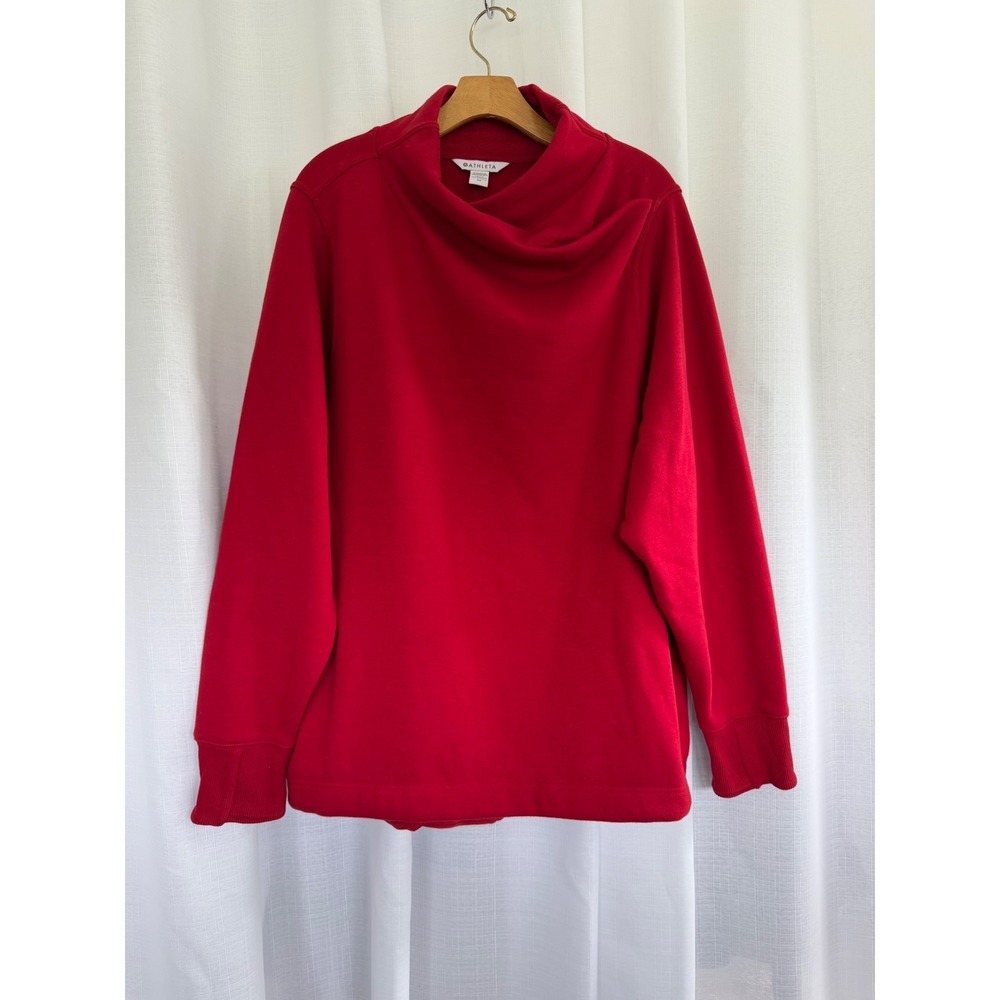 Athleta Cozy Karma II Sweatshirt Womens 2X Red Cowl Neck Fleece Pullover